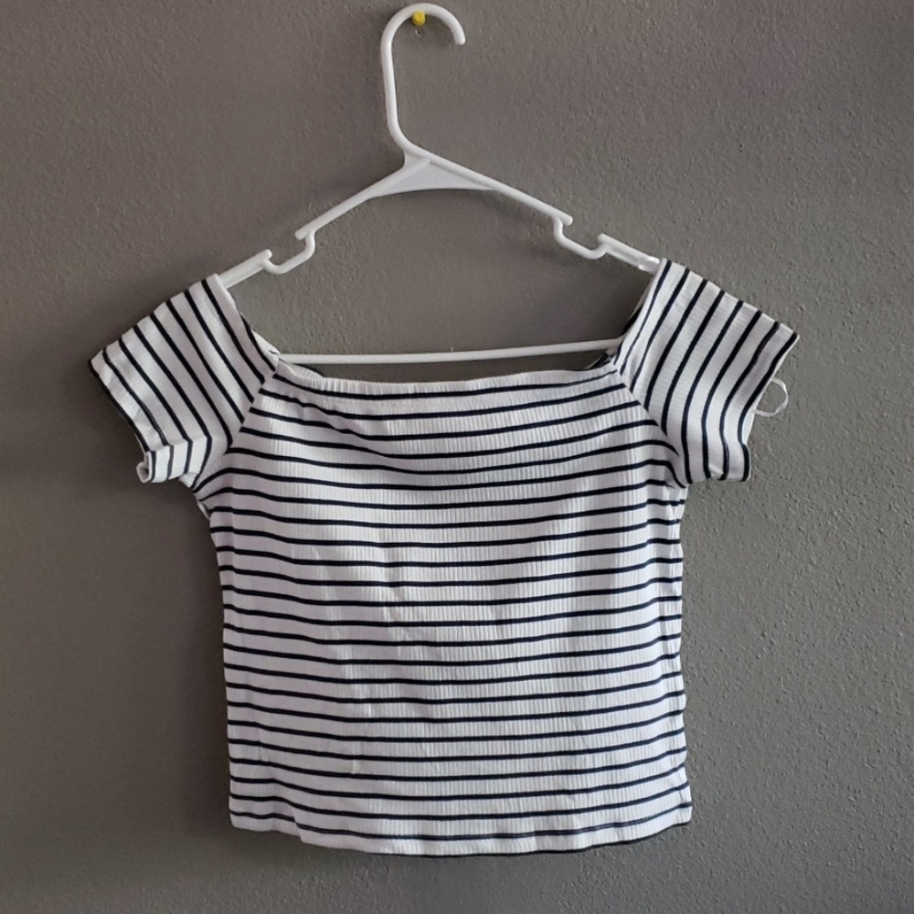 Divided striped crop top